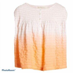 Free People little Bit Of Something Ombré Blouse Womens M Smocked NWT